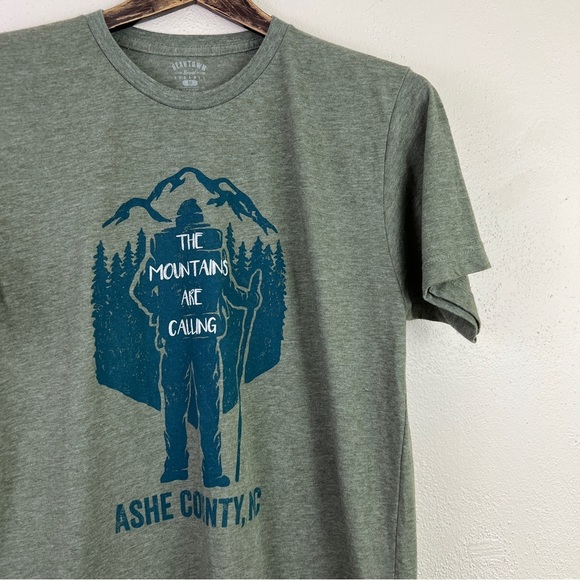 Beantown Brand Apparel Ashe County, NC The Mountains Are Call Hiking Graphic Tee - Picture 2 of 7